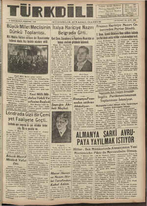  GA Ve YAT Y O D GAO AA A RR A YT T T T F MA FHÜRKDİL 19 İKİNCİKÂANUN PERŞEMBE 1939 BüyükMillet Meclisinin Dünkü Toplantısı..