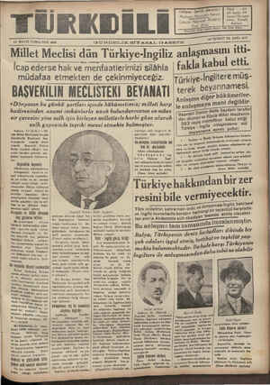  a. TÜRKDİLİ — 13 MAYIS CUMAKTESİ 1939 Yıllığı — : 800 Altı Aylığı: 400 Sayısı:3 Kuruşlur Adres: Türkdili Balıkesir “Sahibi: