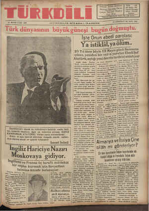 Türk Dili Gazetesi 19 Mayıs 1939 kapağı