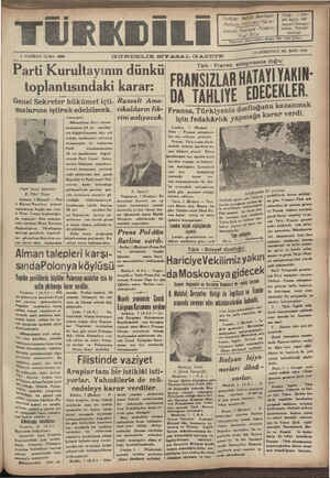 Türk Dili Gazetesi 2 Haziran 1939 kapağı