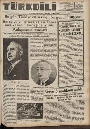 Türk Dili Gazetesi 24 Haziran 1939 kapağı