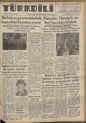 Türk Dili Gazetesi 1 Temmuz 1939 kapağı