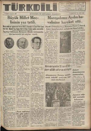 Türk Dili Gazetesi 9 Temmuz 1939 kapağı