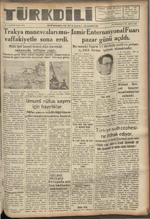 Türk Dili Gazetesi August 22, 1939 kapağı