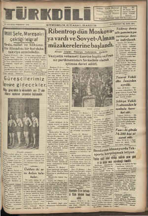 Türk Dili Gazetesi August 24, 1939 kapağı