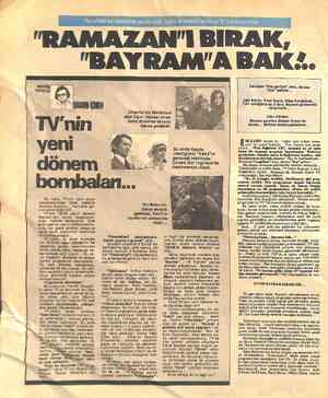  VEVEMEN $ ğ 'nin Bu hafta, TV'nin yeni sezon çalışmalarından biraz haberler vereyim diyorum... Herhalde ilgi- nizi çeker...