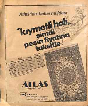  “kıymetli halı,, Genel Satıcısı : BEB&) TİCARET A.Ş. İstiklâl Caddesi 349, Beyoğlu - İstanbul Tel.: 431760 - Ankara Tel.:...