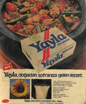 Yayla... Nefis bir sofra margarini. Yemeğinizin tadına sağlıklı bir tat katan, ekmeğinizde doğanın doyulmaz tadını bırakan