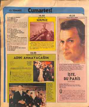  16.05 18.95 16.00 AÇILIŞ VE PROGRAM 16.01 HABERLER —— 16.05 ÇOCUKLAR İÇİN 17.15 KARA ŞİMŞEK ÇOCUKLAR İÇİN SÜRPRİZ Bu bölümde,