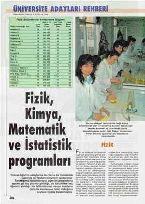  ÜNİVERSİTE ADAYLARI REHBERİ Hazırlayan: Ferruh YAZICI ve hha Fizik Bölümlerine Yerleştirme Bilgileri 1988 ÖYS 1987 ÖYS 1988
