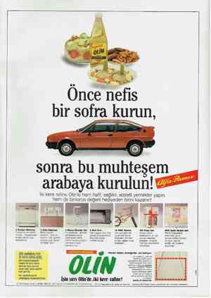  Önce nefis bir sofra kurun, sonra bu muhteşe arabaya kurulun! İki kere rafine Olin'le hem hafif, sağlıklı, lezzetli yemekler