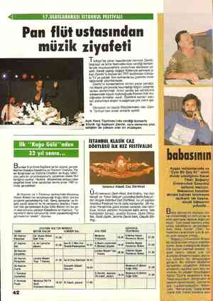  d 17.ULUSLARARASI İSTANBUL FESTİVALİ Pan flüt ustasından müzik ziyafeti Türkiye’de çıkan kasetleriyle tanınan Zamfir,...