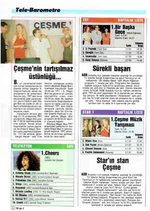  Tele-Barometre Çeşme'nin tartışılmaz üstünlüğü... u yıl yarışmacılarından çok konuk sanatçılarıyla ön planda olmayı başaran
