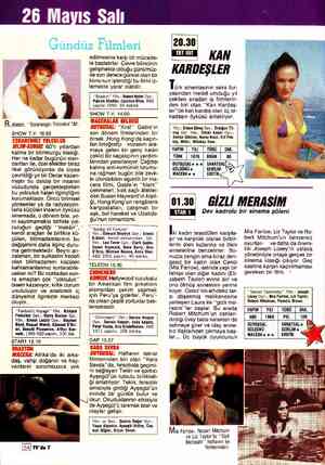  s Salı Gündüz Filmleri R.welch, “Esrarengiz  Yolculuk”'da.: SHOW T.V. 10.50 , - 60'lı yıllardan kalma bir bıIımkurgu klasiği.