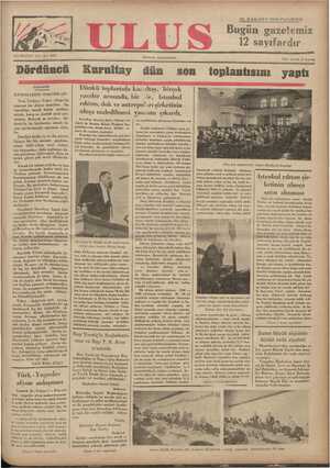 Ulus Gazetesi 24 Aralık 1934 kapağı