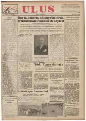 Ulus Gazetesi 29 Aralık 1934 kapağı