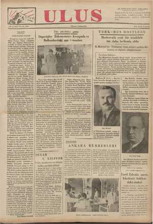 Ulus Gazetesi 30 Ocak 1935 kapağı