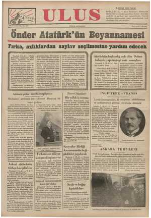 Ulus Gazetesi 3 Şubat 1935 kapağı