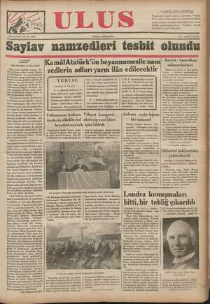    4, ŞUBAT 1935 PAZARTESİ Varşovada beyaz ruslarca çıkarılan “Vatan Sesi,, adlı mecmuanın dış sıyasamıza doku« nacak yazılar