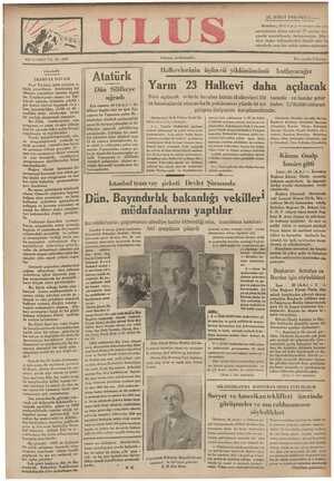 Ulus Gazetesi 21 Şubat 1935 kapağı