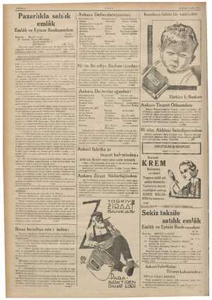  SAYIFA 6& Pazarlıkla satı:ık emlâk Emlâk ve Eytam Bankasından: Yo 20 Esas No. — Mevkii ve nevi Dipozito 18 Ankara: Yenice...