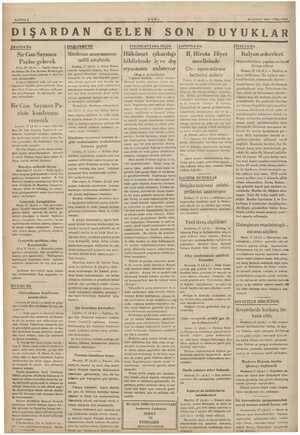  SAYIFA 2 ULUS 28 ŞUBAT 1935 PERŞEMBE DIŞARDAN GELEN SON DUYUKLAR % F I_l ANSA'DA Sir Con Saymen Parise gelecek Paris, 27...