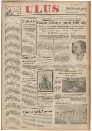 Ulus Gazetesi 22 Mart 1935 kapağı