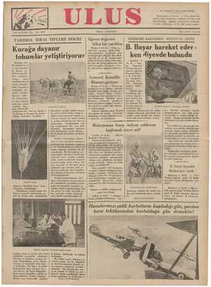 Ulus Gazetesi 10 Temmuz 1935 kapağı