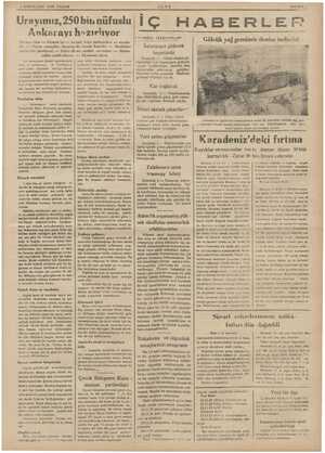    3 SONTEŞRİN 1935 PAZAR Urayımız, 250 bin nüfuslu Ankarayı hazırlıyor Purtiye bina — Ekmek işi — So ha e sonuçları işletil