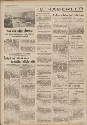    29 SONTEŞRİN 1935 CUMA Yüksek sıhat Şürası. Dün Sıhat Bakanımızın başkanlığında toplantılarına başladı a t ası, Sıhhat...