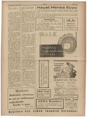  pr YADE . Di İLKKANUN 1935 PAZAR. 1935 PAZAR m KIZILAY SAYIFA 5 Suçlu Çocuklar Hayat Menba Suyu Ankara'nın en iyi içme suyu