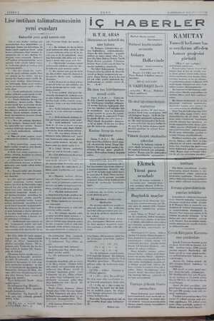    SAYIFA 2 ULUS 4 SONKÂNUN 1926 Ct Lise imtihan talimatnamesinin yeni esasları Bakanlık yeni şekli tamim etti birinci...