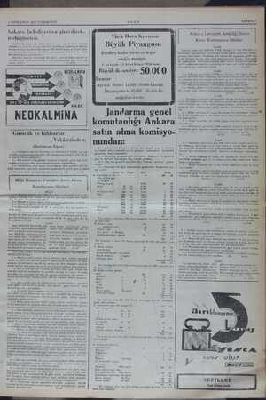  4 SONKÂNUN 1936 CUMARTESİ Ankara belediyesi su işleri di törlüğünden: aa Delediyeni Sa İşleri için alıhacak olen 3 aa yoluman