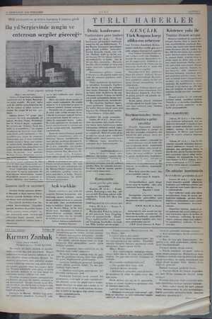  30 SONKANUN 1936 PERŞEMBE Milli ekonomi ve artırma kurumu 8 yaşına girdi Bu yıl Sergievinde zengin ve enteresan sergıler...