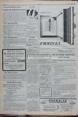     SAYFA 16 ULUS 7 ŞUBAT 1936 CUMA Çerke: Yapılacak elektrik tesisatı Çerkesköyde yapılacak Elektrik tesisatı tediye...