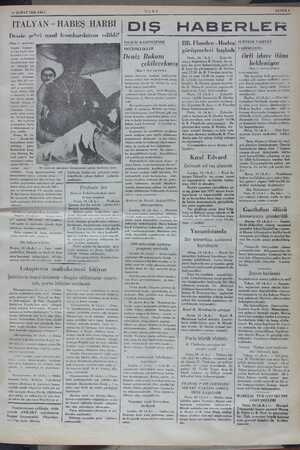    11 ŞUBAT 1936 SALI İTALYAN - HABEŞ HARBI Dessie şehri nasıl bombardıman edildi? (Başı 1. sayfada) bügün — italyan - hateş