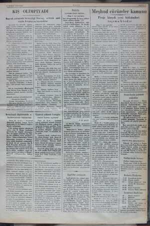  11 ŞUBAT 1936 SALI KIŞ OLİMPİYADI | Bayrak yarışında birinciliği Norveç, artistik pati- najda Avusturya kazandılar Je buz...