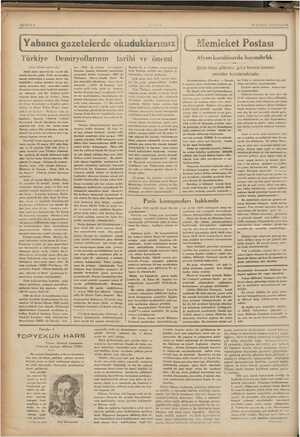    il Me İN i .. . . . . .. . ” ürkiye Demiryollarının tarihi ve önemi e karahisarda hayali i (Başı dünkü sayımızda) na,, 1932