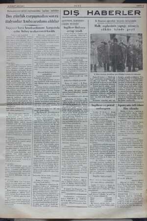  18 ŞUBAT 1936 SALI Habeşistanın şimal cephesindeki harbın tafsilâtı Beş günlük çarpışmadan sonra italyanlar Amba aradamı...