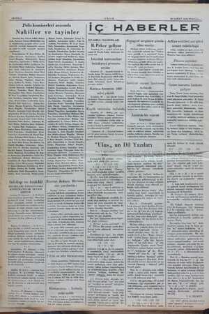    — tarafından candan ve büyük bir he. SAYFA 2 Polis komiserleri arasında Nakiller ve tayinler Yeniden beş vilayet teşkili