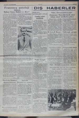      20 ŞUBAT 1936 PERŞEMBE Fransızca antoloji hakkında Matbuat Umum Müdürü ne diyor? Maconat umum - müdürlüğünün çı kan...