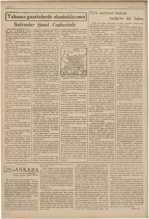    3 MART 1936 SALİ | Yabancı gazetelerde okuduklarımız| İtalyanlar Şimal bari Mortimer Durad, şimal cephesindeki hareketler