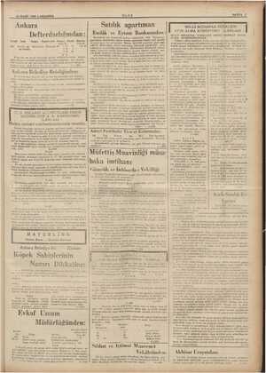    25 MART 1936 ÇARŞAMBA Ankara Defterdarlığından: Senesi İsmi Oo Sanatı o Ticaret yeri i Mi Matrahı Lira K, Lira K. 933...