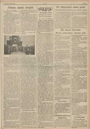    3 MAYIS 1936 PAZAR ———————--- İstani eş bir yl alınan Alman sanat sn (Başı 1. inci e yanlar, Baylar eken hülümeti yüksek