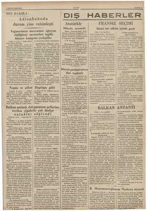    e Gs ye Meri vok ahilik zi Pe DAKAR w Si si SAYFA3 5 MAYIS 1936 SALI ULUS SON DAKİKA : Adisababada durum yine vahimleşti