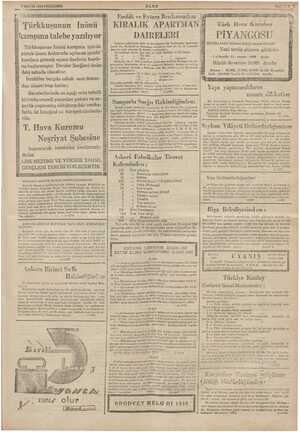    ir B E > A 7 MAYIS 1936 PERŞEMBE Tr m "Dürkkuşunun İnönü kampına talebe yazılıyor Türkkuşunun İnönü kampına iştirâk etmek