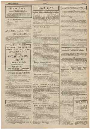    ae AN Yeme ee 15 MAYIS 1936 CUMA Sümer Bank Umumi Müdürlüğünden; Anafartalar caddesinde kâin Ankara Şubemizle olan mua- ALU