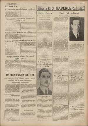    1 5 diaYIS 1936 PAZAR SON DAKİKA B. Eedenin yolculuğunun neticesi Londra, 16 (A.A.) — Eden'in cum günü yaptığı göl kında