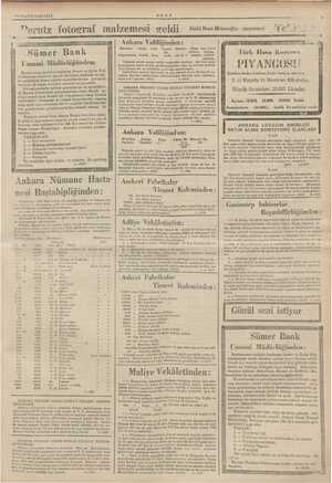  19 MAYIS 1936 SALI Perutz fotograf malzemesi geldi Sümer Bank » .. yer Yer ez Imumi Müdürlüğünden; Bankamızca tesisine...