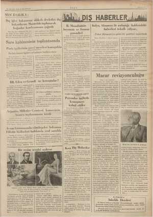  30. MAYIS 1936 CUMARTESİ SON DAKİKA : Dış işler bakanımız alâkalı devletler dış bakanlarını Montröde toplanacak boğazlar Ky
